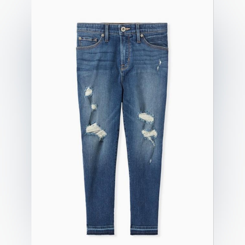 NWT Torrid Sky‎ High Crop Brighton Hem Destructive Jeans Distressed size 16